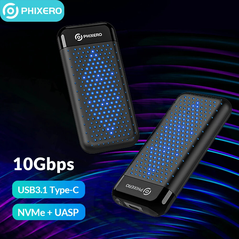 M2 RGB SSD Hard Case NVME Enclosure M.2 to USB A/C Type C 3.2 GEN2 M Key Adapter