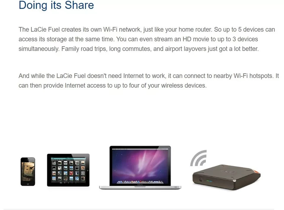 LaCie Fuel 2TB Portable Mobile Storage with Own Wi-Fi Hotspot (Limited Edition)
