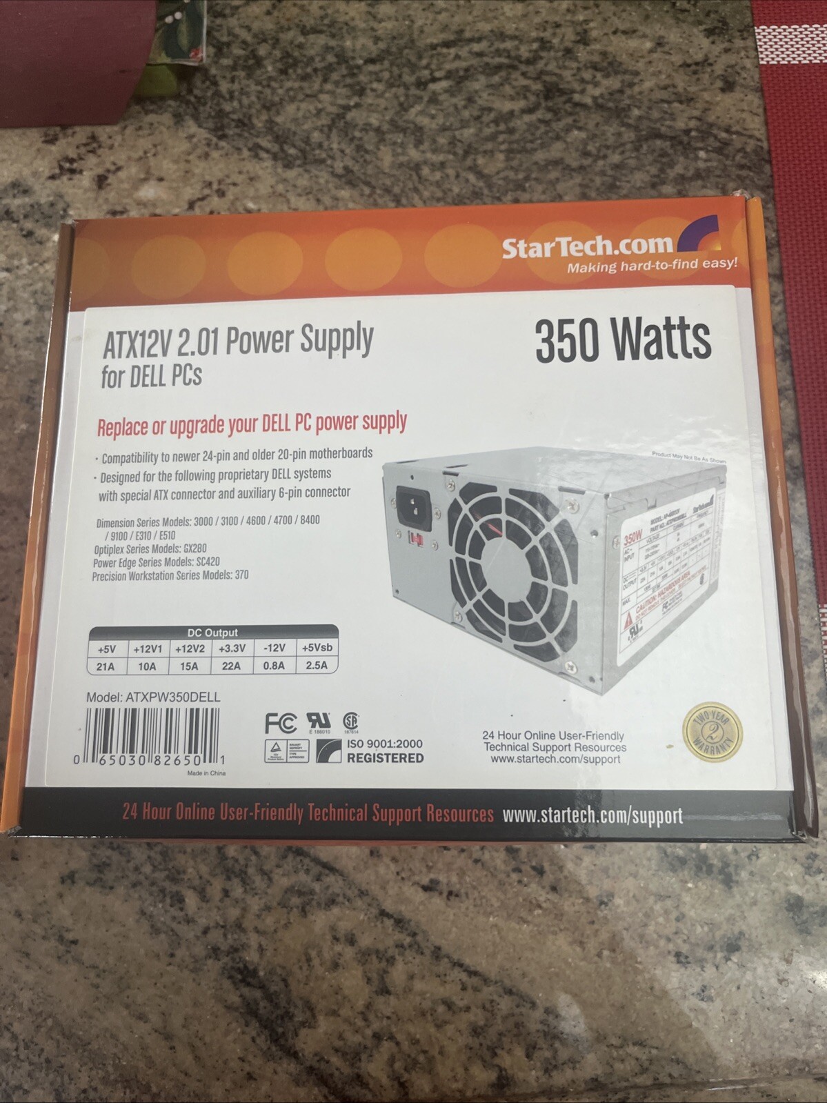 StarTech.com ATXPW350DELL 350 Watt ATX12V 2.01 Dell Computer Power Supply. NEW