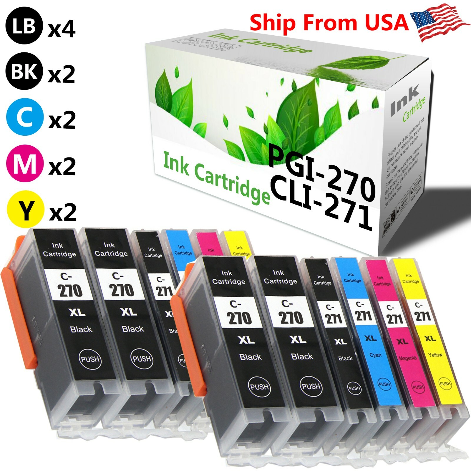 12 PK PGI270XL CLI271XL Ink Cartridge for Canon PIXMA TS6020 MG5721 Black Silver