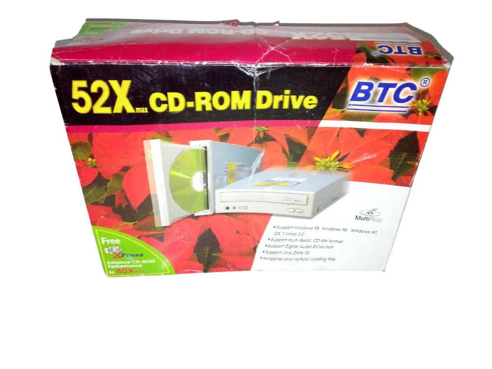 BTC 52X MAX CD-ROM DRIVE - VERY RARE VINTAGE COLLECTORS ITEM - NEW IN BOX