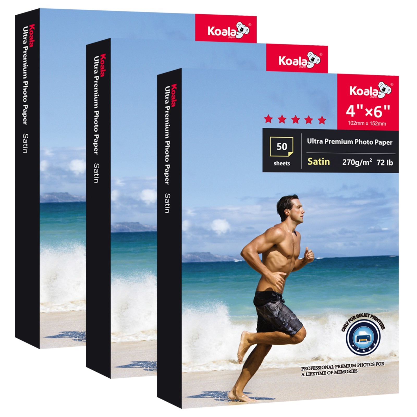 Koala Ultra Premium Satin Photo Paper 4x6 72lb 150 Sheets Inkjet Priters 270gsm