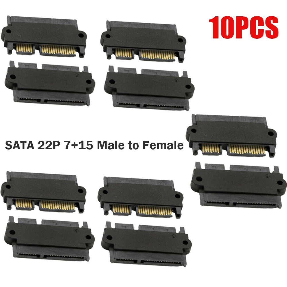 10x SATA 22P 7+15Pin Male Plug to SATA 22Pin 7+15P Female Jack Convertor Adapter