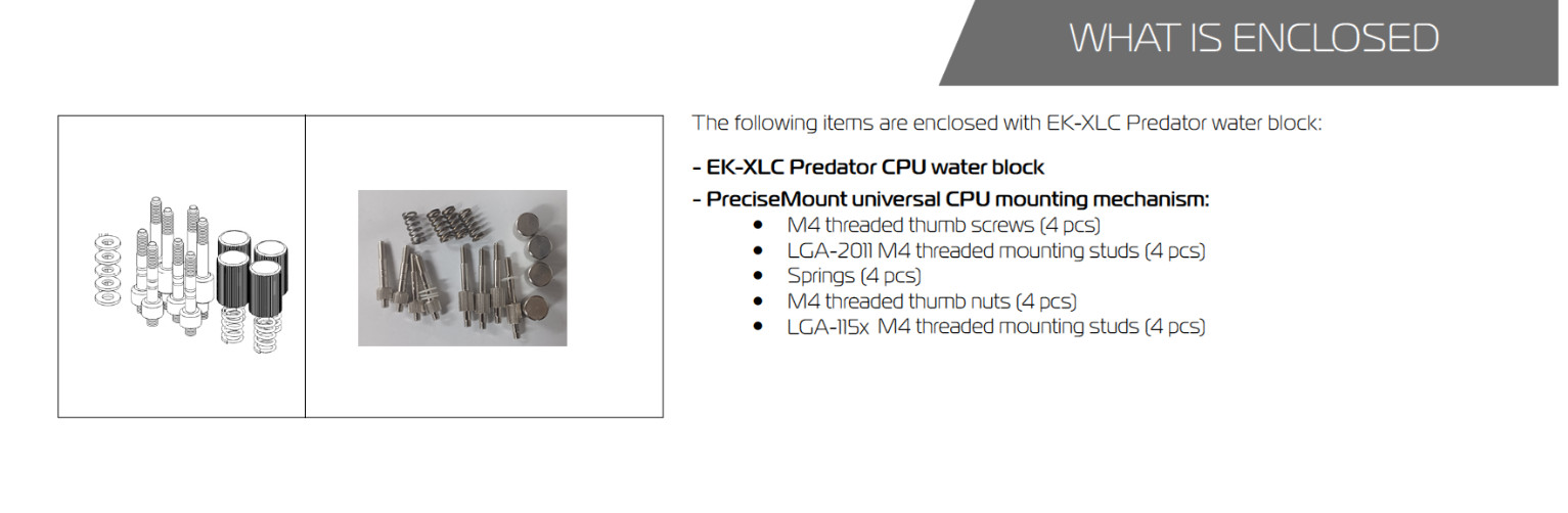 EK-XLC Predator (r1.1) PreciseMount Hardware LGA-2011 & LGA-115x 3831109872147