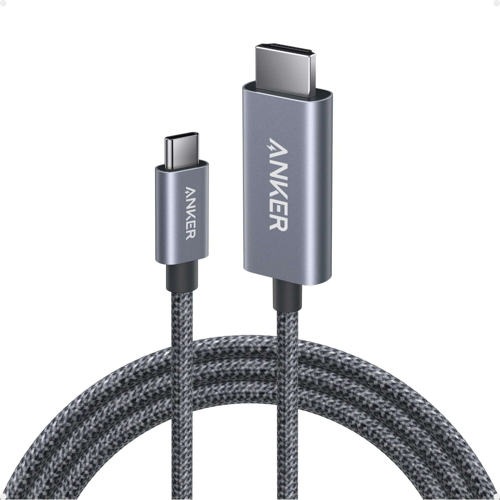 Anker HDMI Cable, 4K@60Hz Ultra-Fast Nylon-Braided USB C to 6FT, Black