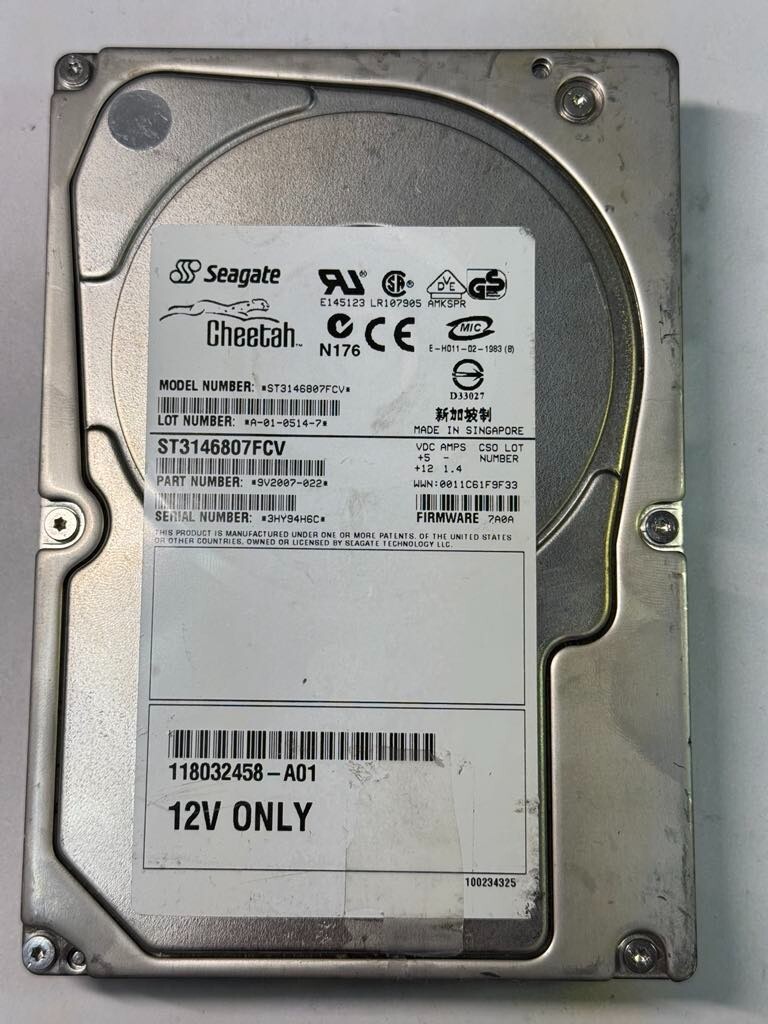 Seagate 9V2007-022 ST3146807FCV 146.8GB 10K RPM 16MB Cache 2Gb/s Fibre Channel