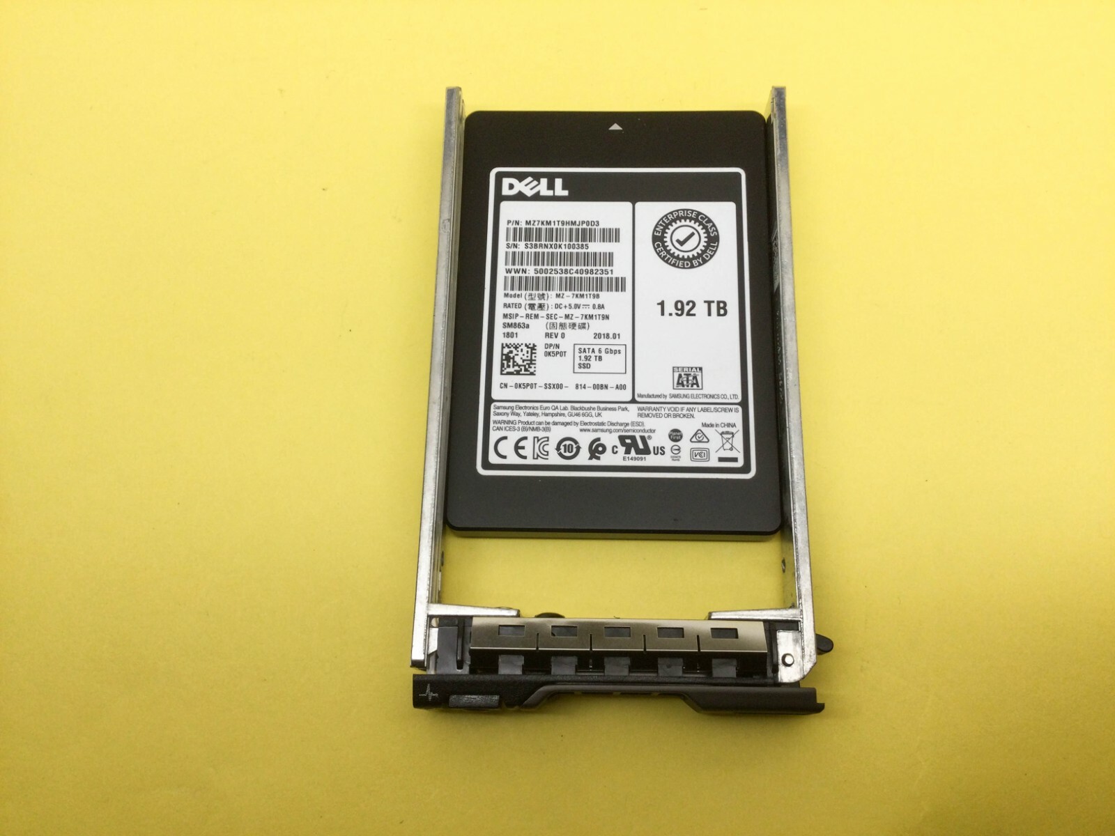 K5P0T DELL 1.92TB SATA 2.5" 6Gb/s SSD SM863a SERIES MIXED USE SSD MZ-7KM1T9B