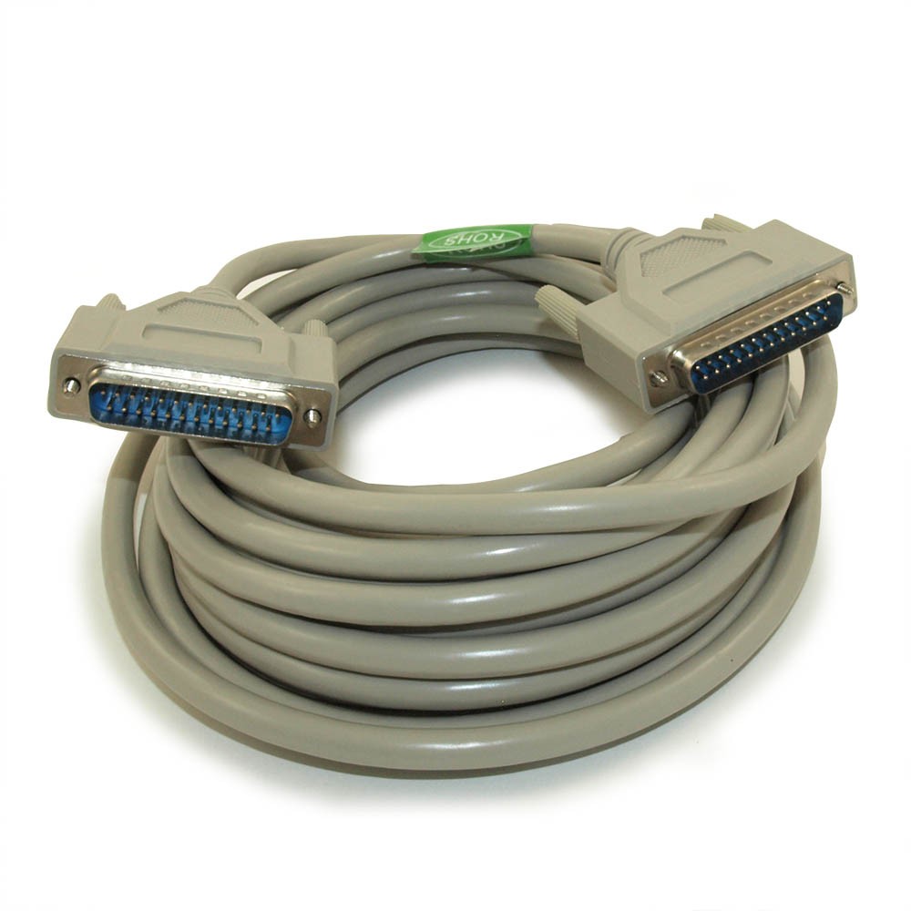 25ft Serial DB25 Male to Male Cable RS232 Straight-Thru DB25/DB25 M/M