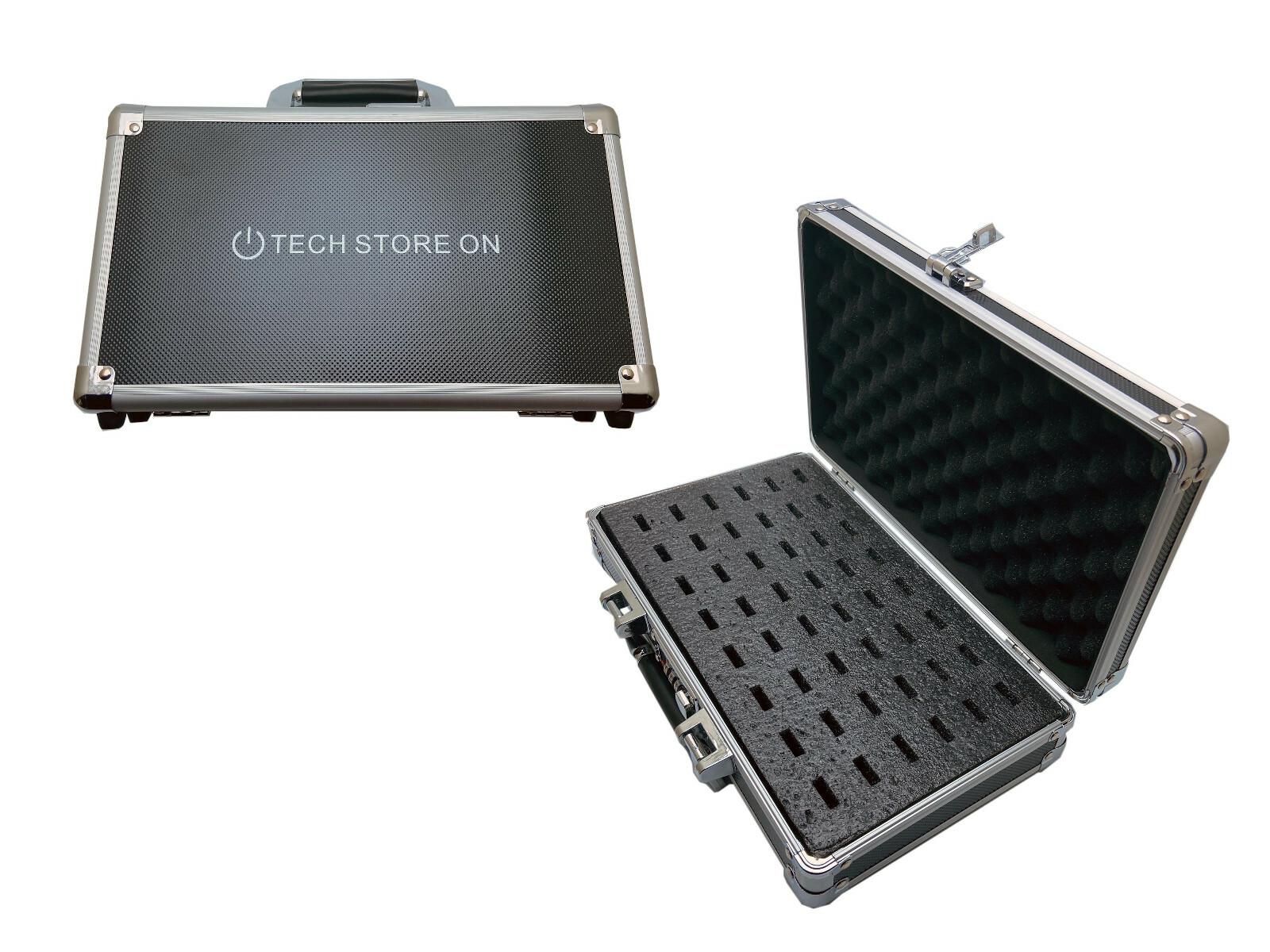 Aluminum USB Drive Organizer Case 48 Slots with Handle Flash Drive Holder