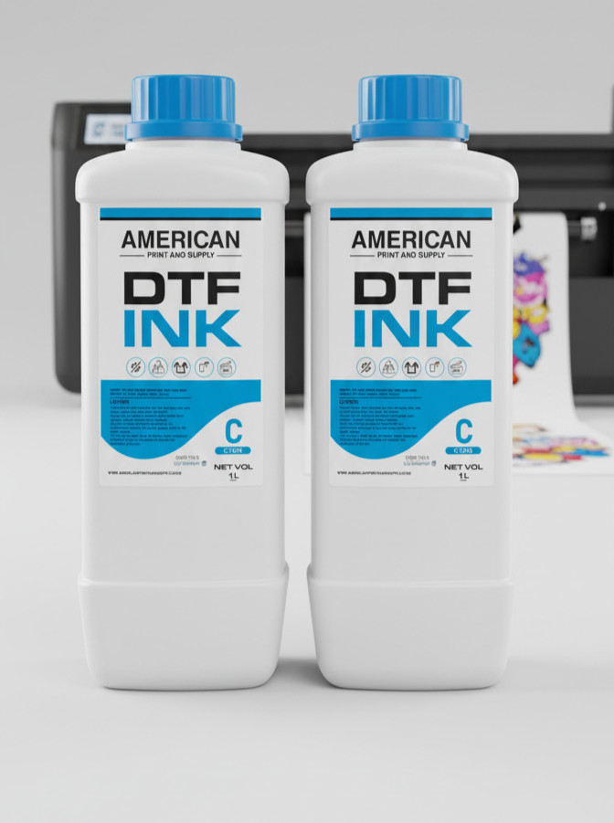 American DTF Ink Cyan 1L Water Based Pigment Ink for Epson Printheads Set of 2