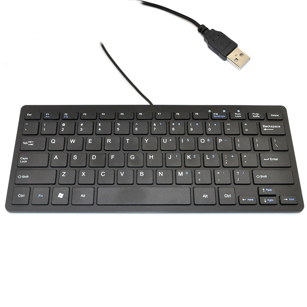 Black Mini Slim USB Wired Keyboard for Notebook Laptops PC Desktop