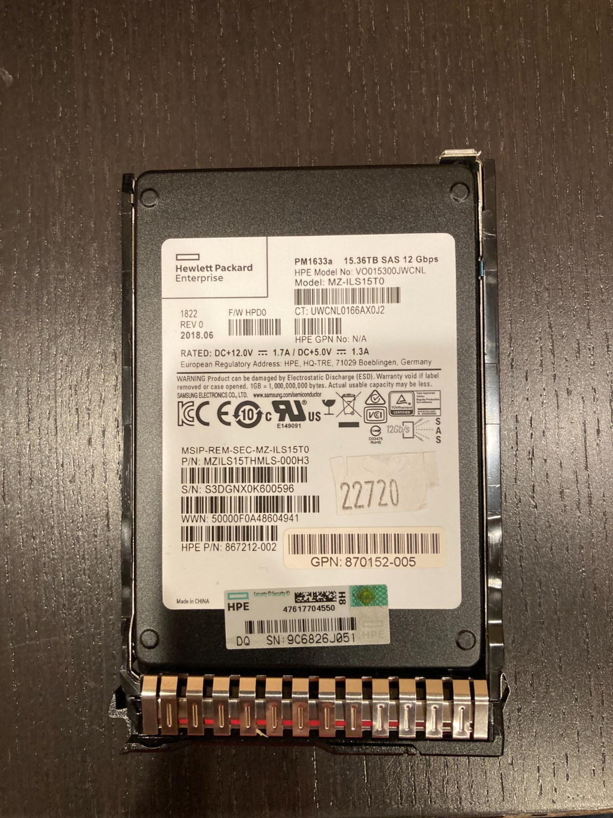 HPE 870148-B21 15.3TB 2.5in Read Intensive SSD - SAS 12Gb/s G9 G10