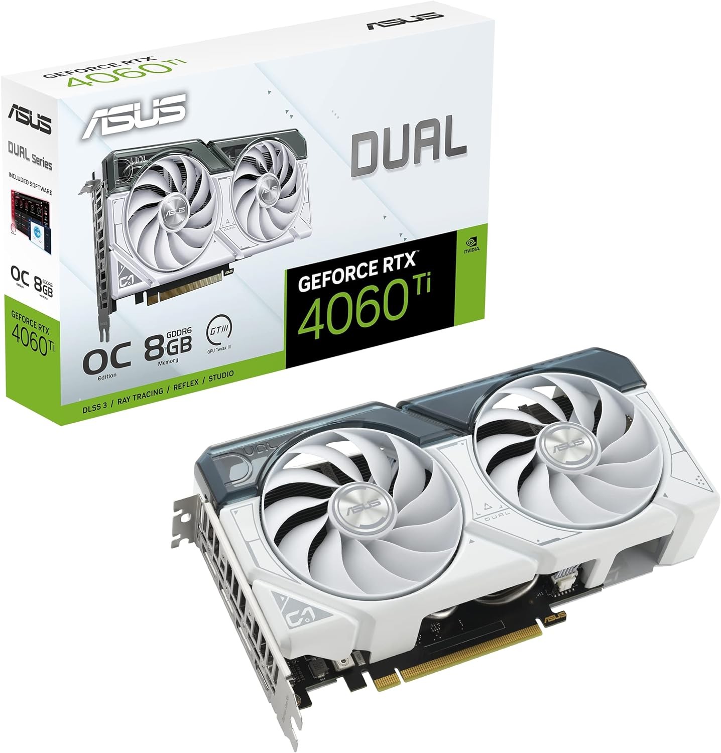 ASUS DUAL-RTX4060TI-O8G-WHITE Dual GeForce RTX 4060 Ti White OC Edition 8GB