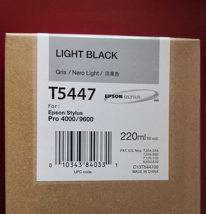 09-2016 New In Box Epson Genuine 220ml Ink T5447 Light Black Stylus 4000/9600