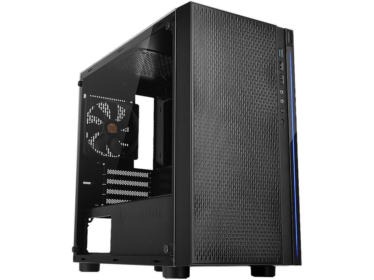 Thermaltake Versa H18 Tempered Glass Black SPCC Micro ATX Gaming Computer Case C