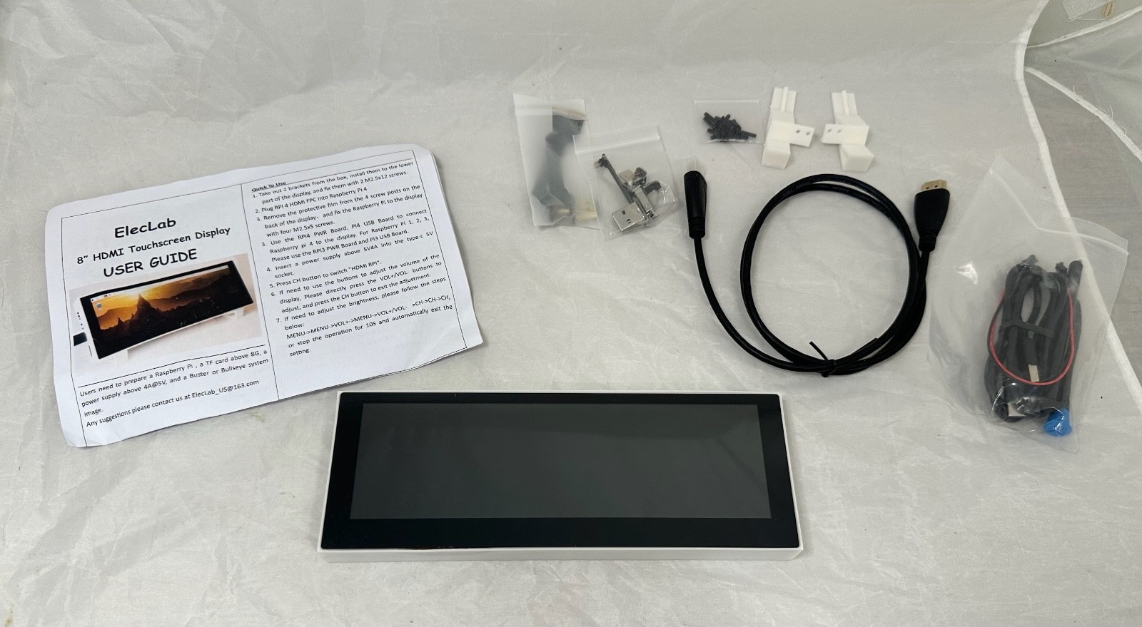8 Inch 1600x480 Touchscreen HDMI Monitor. Capacitive LCD Display - Raspberry P