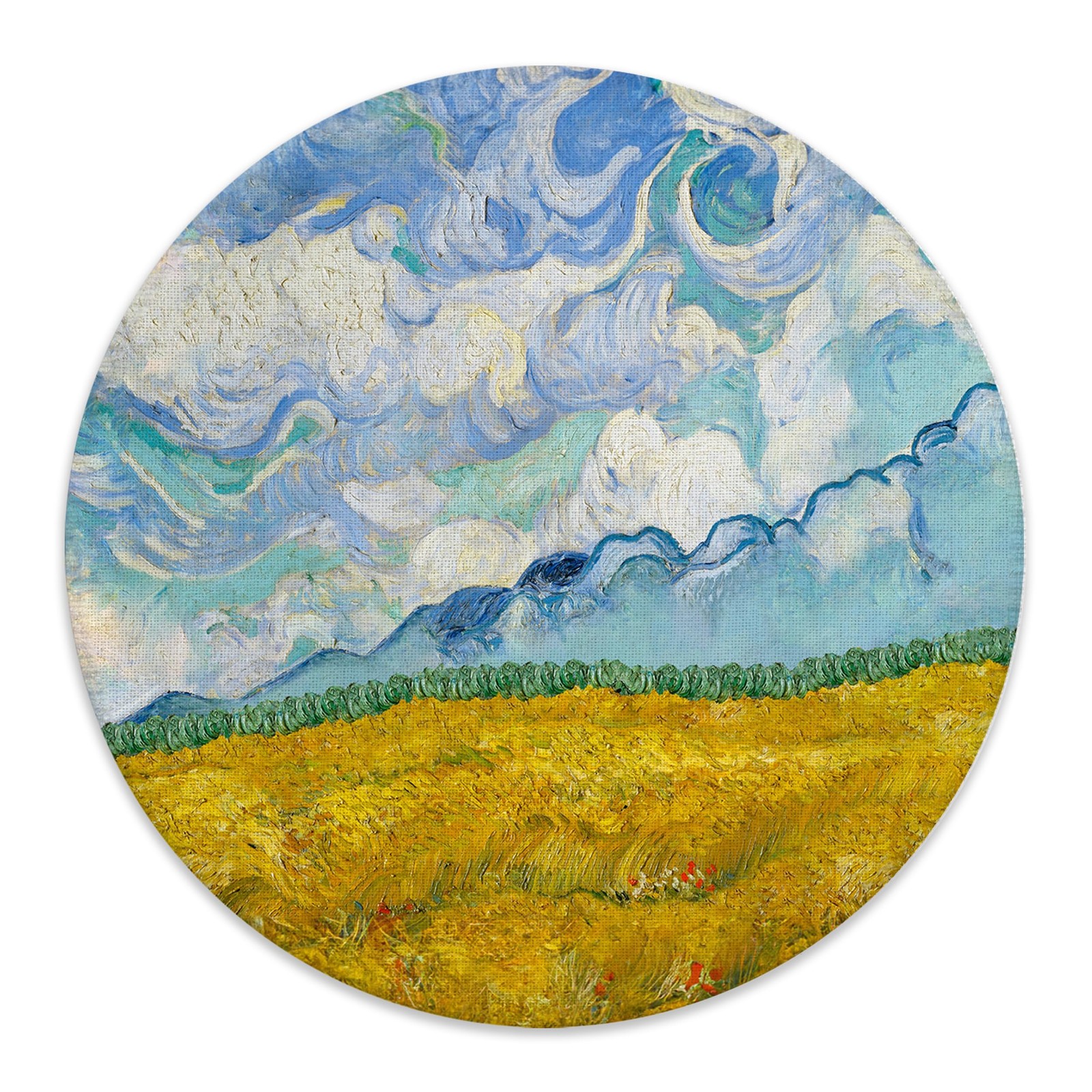 Abstract Yellow Wheat Field Rustic Landscape Impressionism Mat 7.9x7.9 Inch