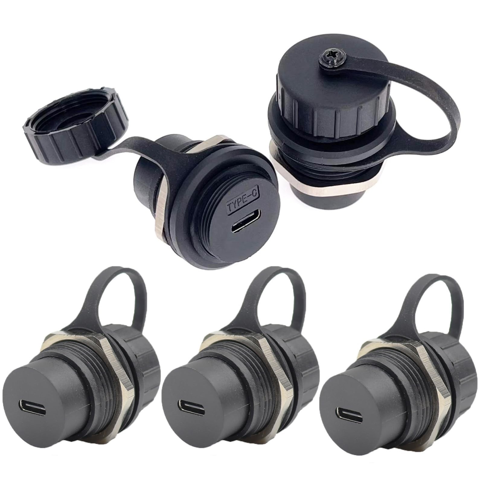 5PCS USB 3.1 Type C Panel Mount Waterproof Connector | 24 Pin Female Adapter Set