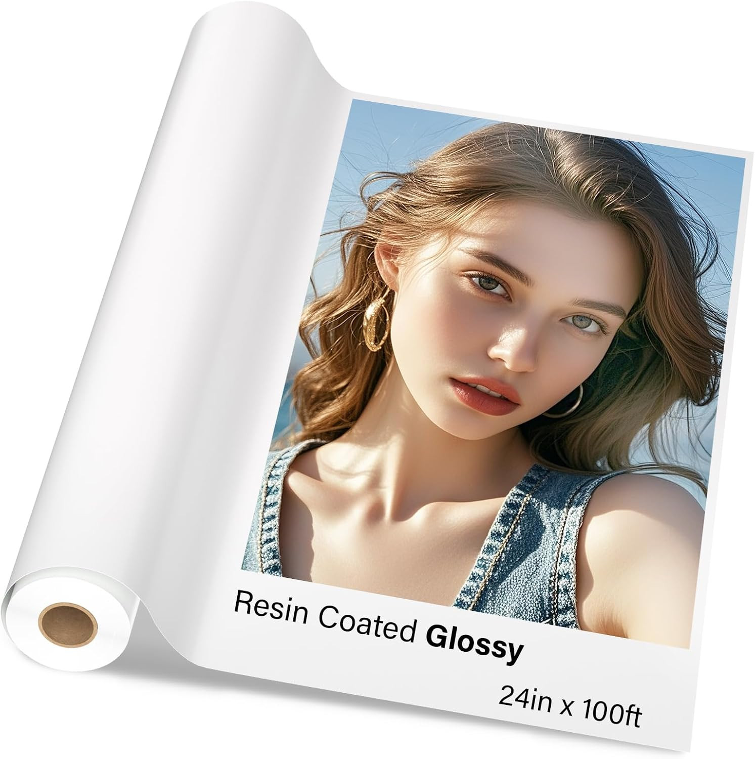 -1 X Premium RC Glossy Photo Paper Roll 24 Inch X 100 Ft Wide Format Inkjet Prin