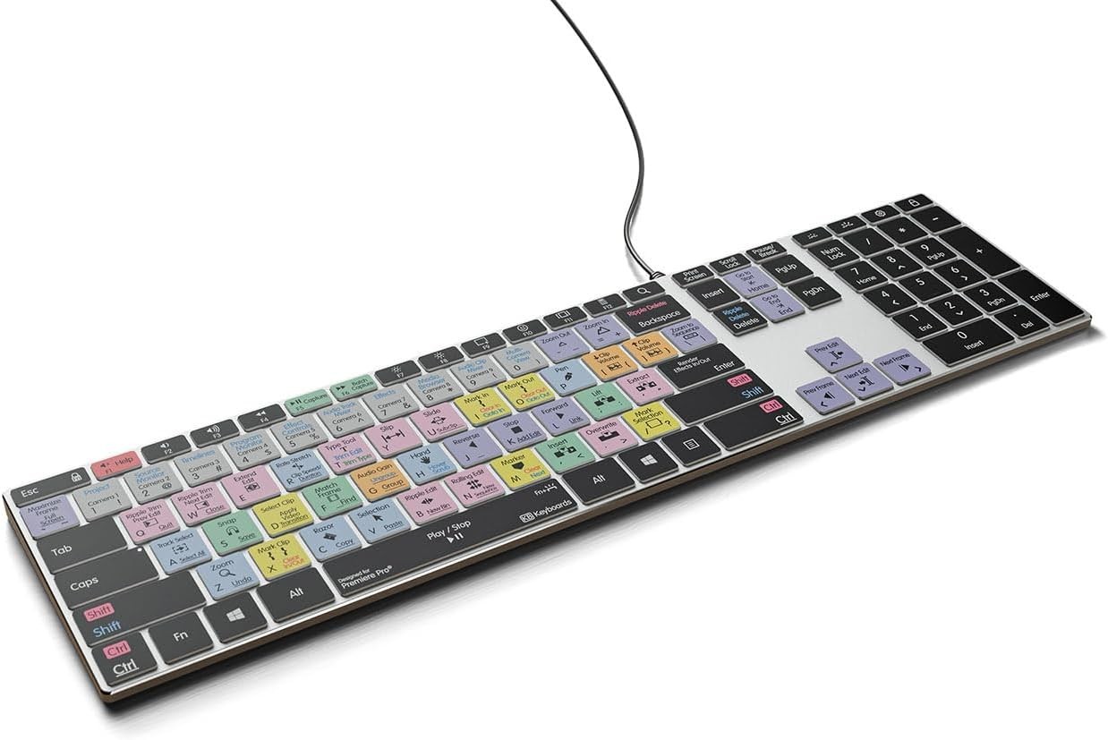 KB Covers Adobe Premiere Pro Backlit Shortcut Keyboard Windows USB-C US