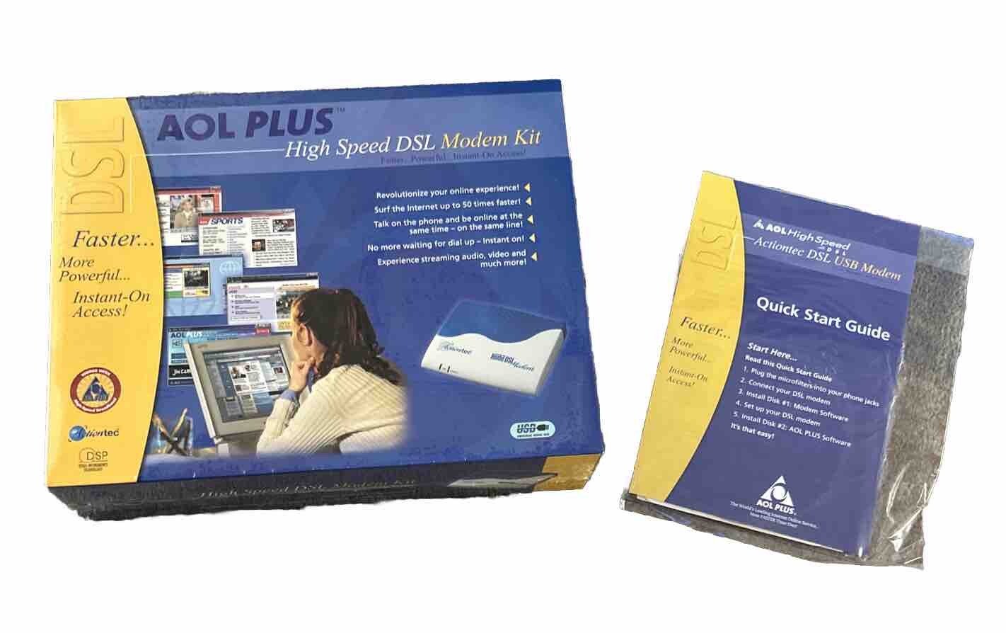 AOL Plus High Speed DSL Modem Kit Vtg Tech Computer History Man Cave Internet