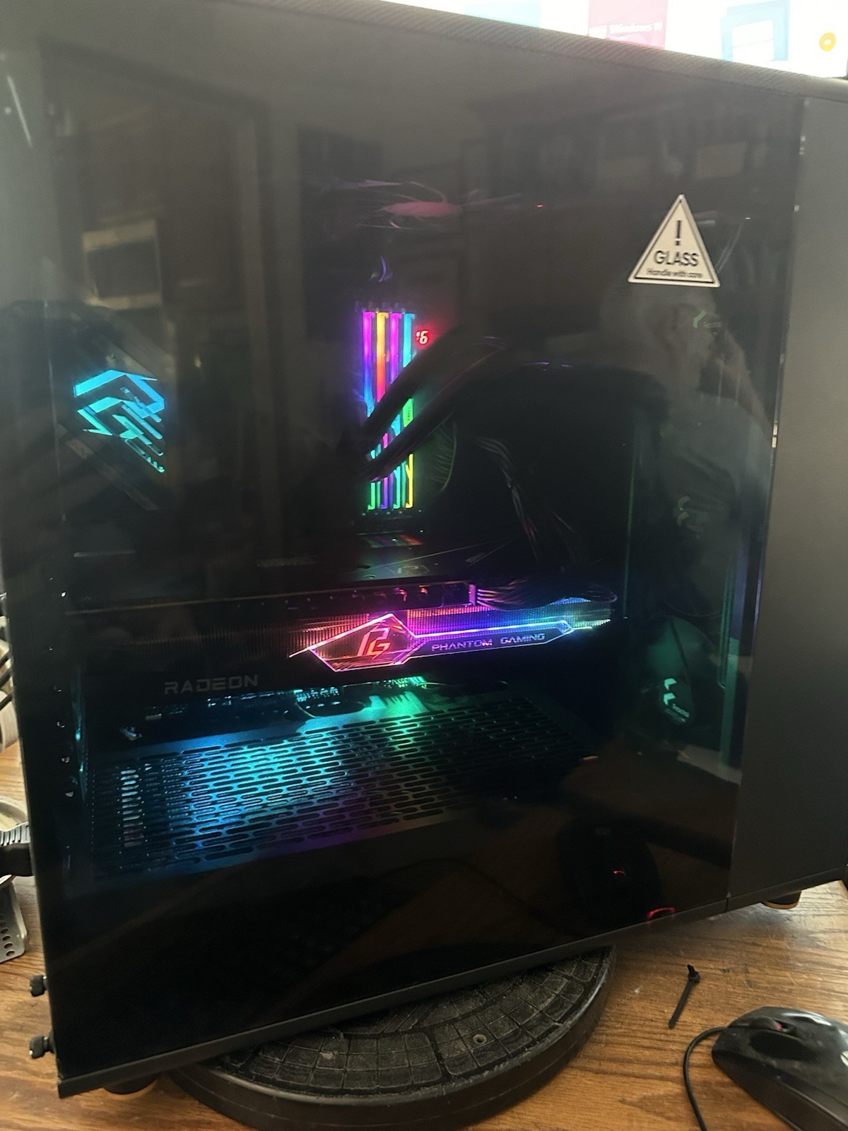 ASRock Phantom Gaming Tower Desktop PC Radeon RGB Lighting Glass Panel Black
