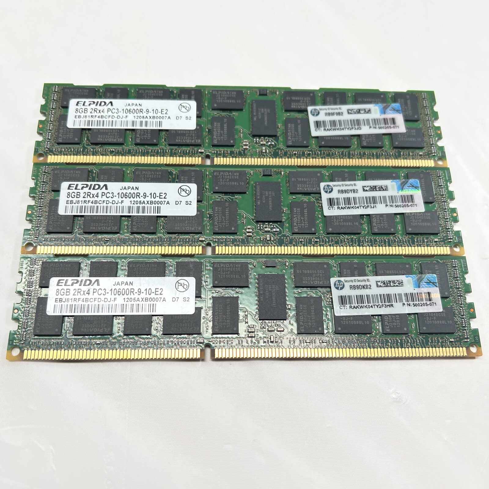 Lot Of 3 - Elpida EBJ81RF4BCFD-DJ-F 8GB 2Rx4 PC3-10600R-9-10-E2 