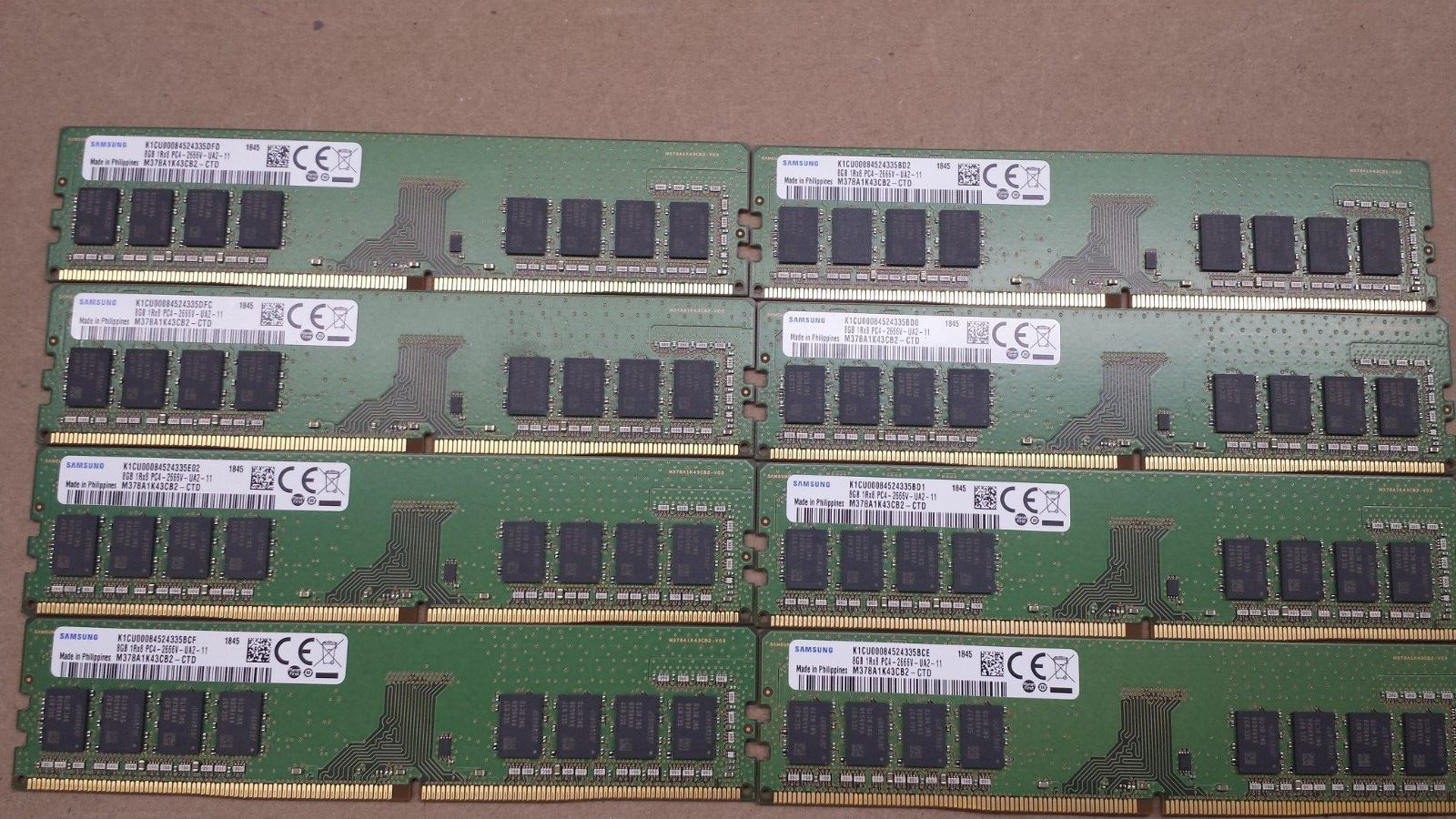 LOT OF 8 SAMSUNG 8GB (8X8GB) DDR4 DESKTOP RAM MEMORY (MM180)