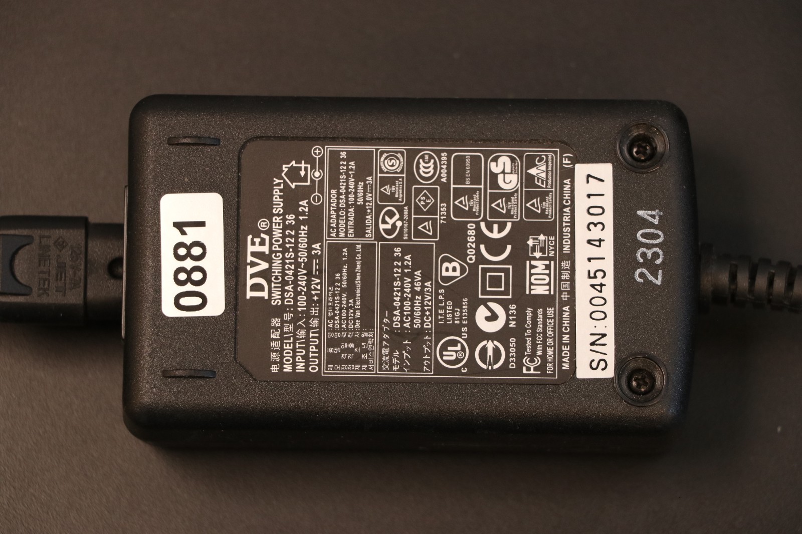 Genuine DVE Switching Power Supply DSA-0421S-12 3 36 - Output 12V 3.0A (0881)