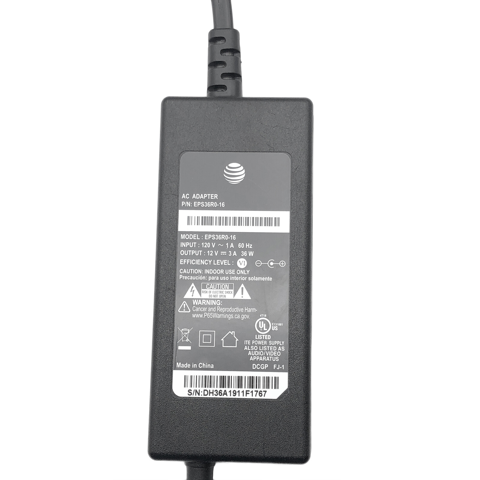 Genuine AT&T AC Power Adapter 12V 3A 36W for Arris Gateway Modem BGW210-700