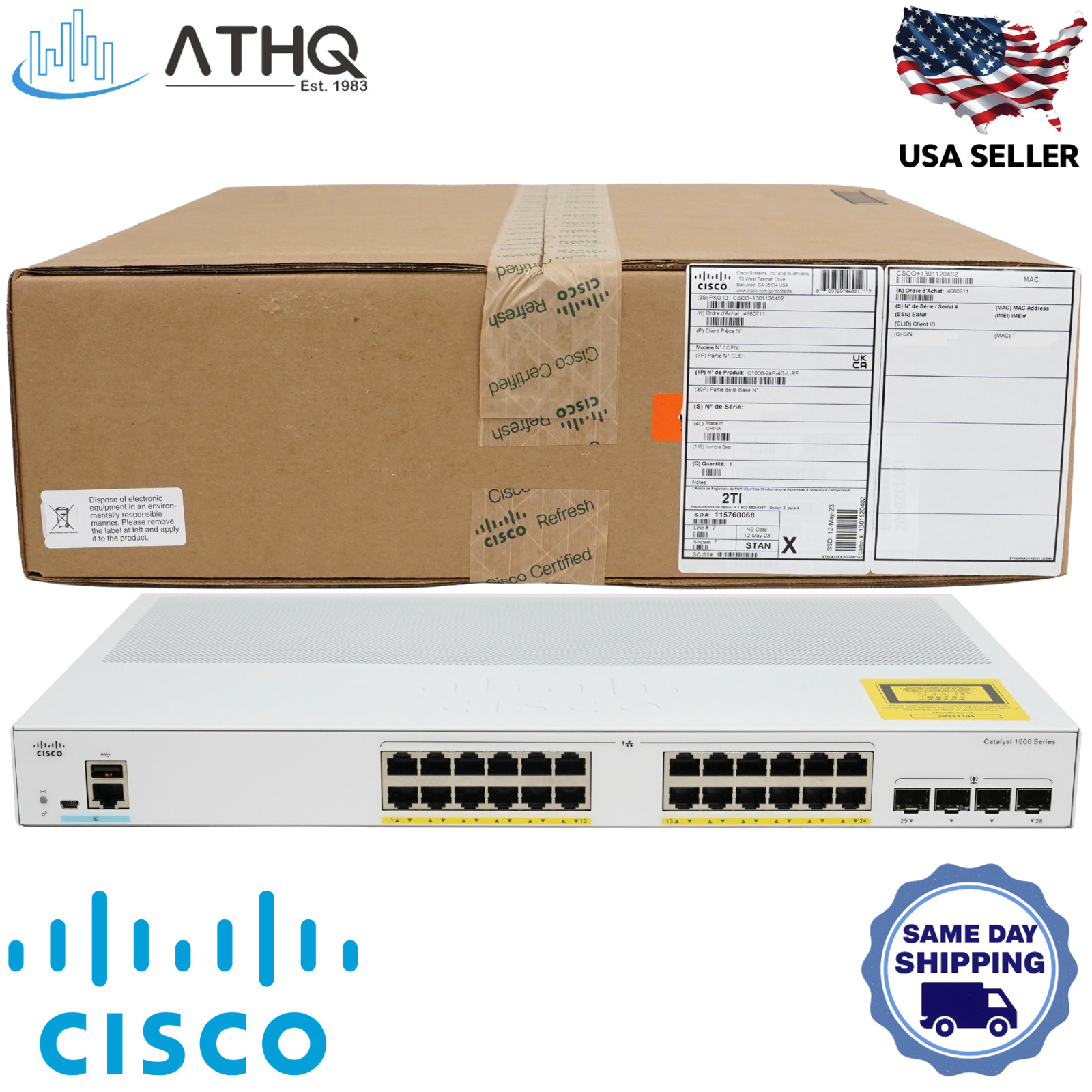 Cisco C1000-24P-4G-L 24-Port Gigabit PoE+ Managed Switch 195W 4x 1G SFP Refresh