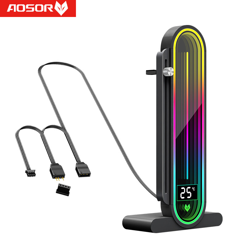 AOSOR GH3 Pro RGB GPU Holder 3-Pin ARGB VGA Vertical Stand /Temperature Display
