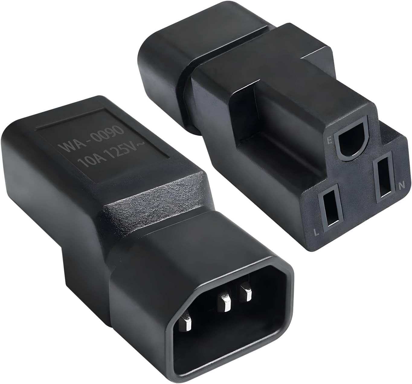 IEC C14 to NEMA 5-15R Adapter, 2-Pack PDU UPS Power Connector | Converts IEC C14