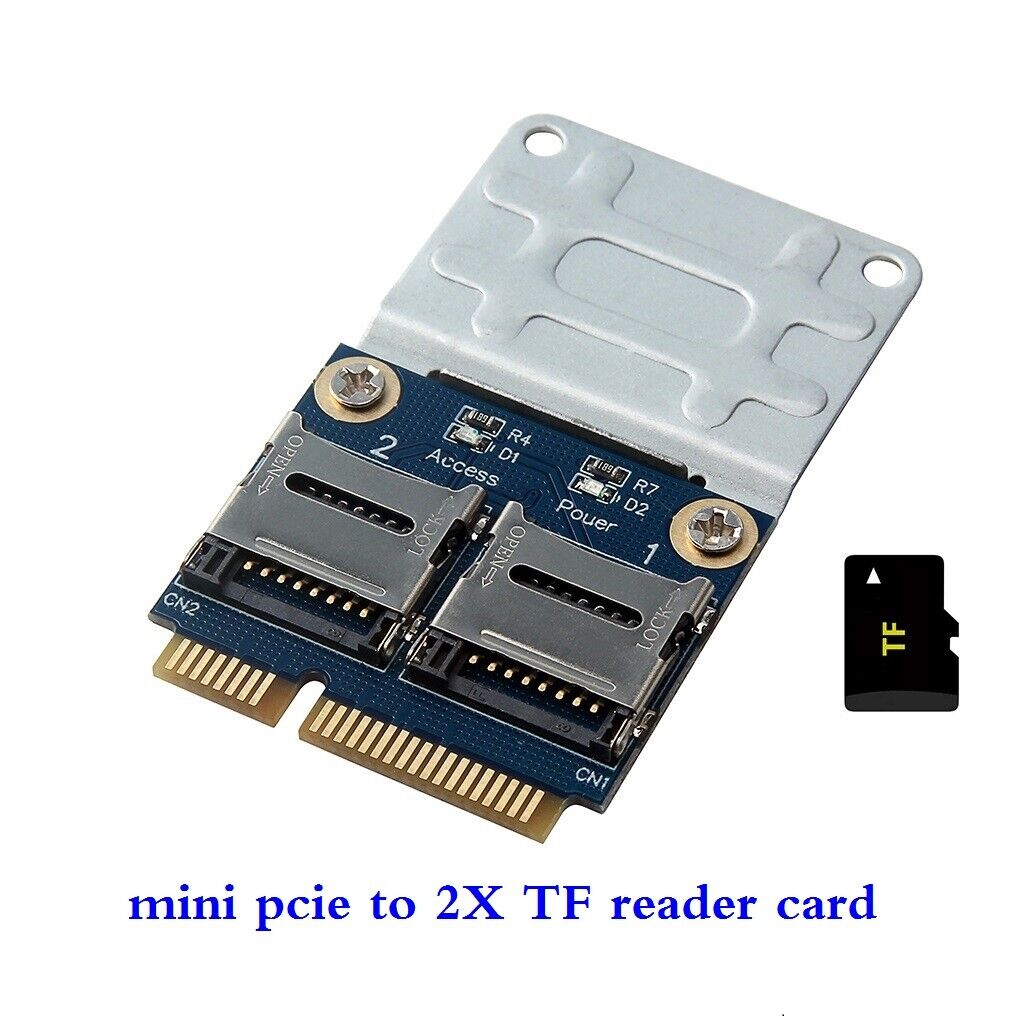 Mini PCI-E PCIE Memory Card Adapter PCI-E to Dual TF SDHC SDXC Reader Converter