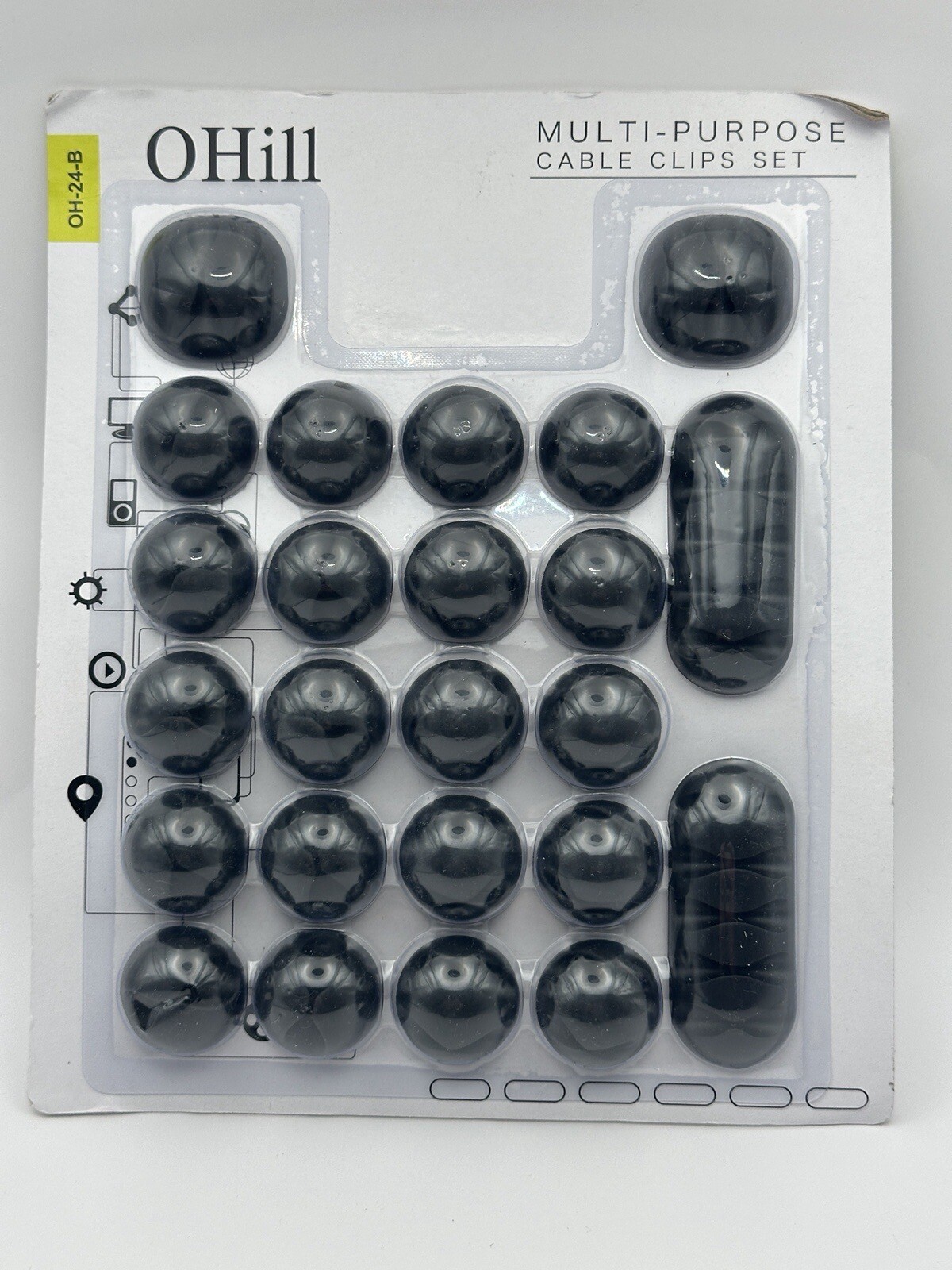 OHill Multi-Purpose Cable Clip Set Adhesive Cord Holders OH-16B