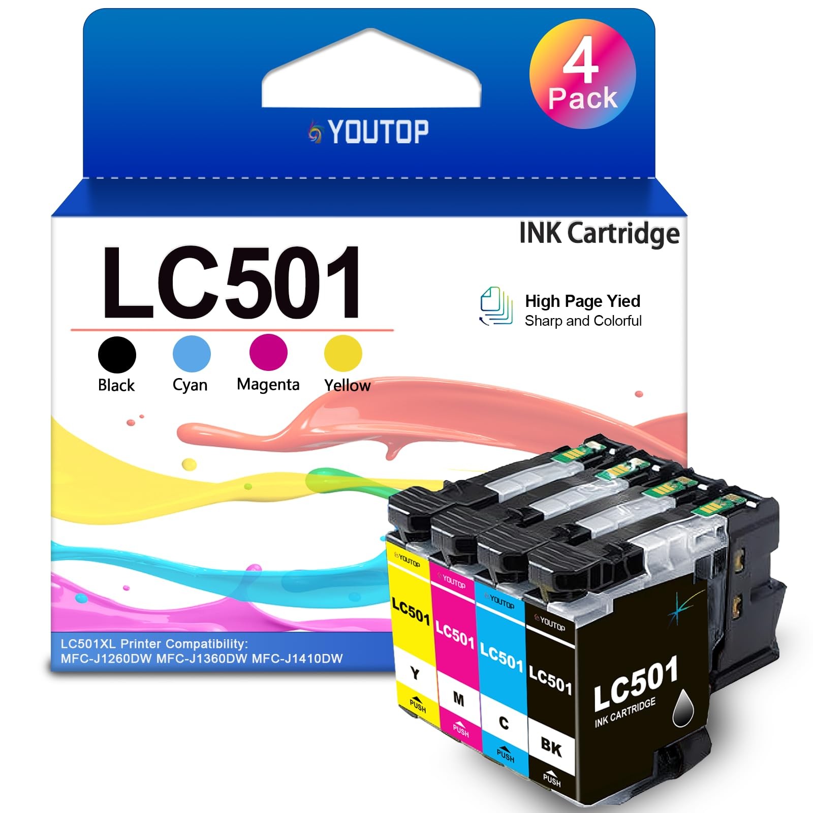 LC501 LC501XL Ink Cartridges Color Set LC501xlBK LC501xlC LC501xlM LC501xlY S...