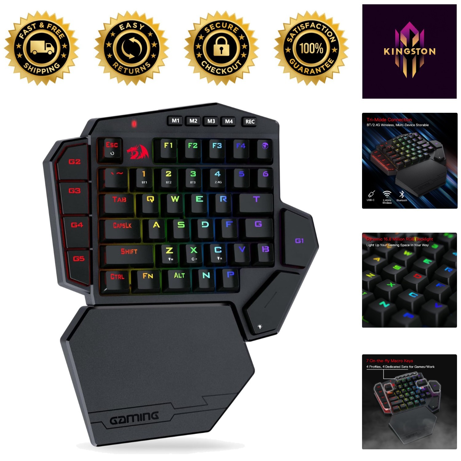K585 PRO - One-Handed Wireless Gaming Keypad with RGB Lighting & Macros