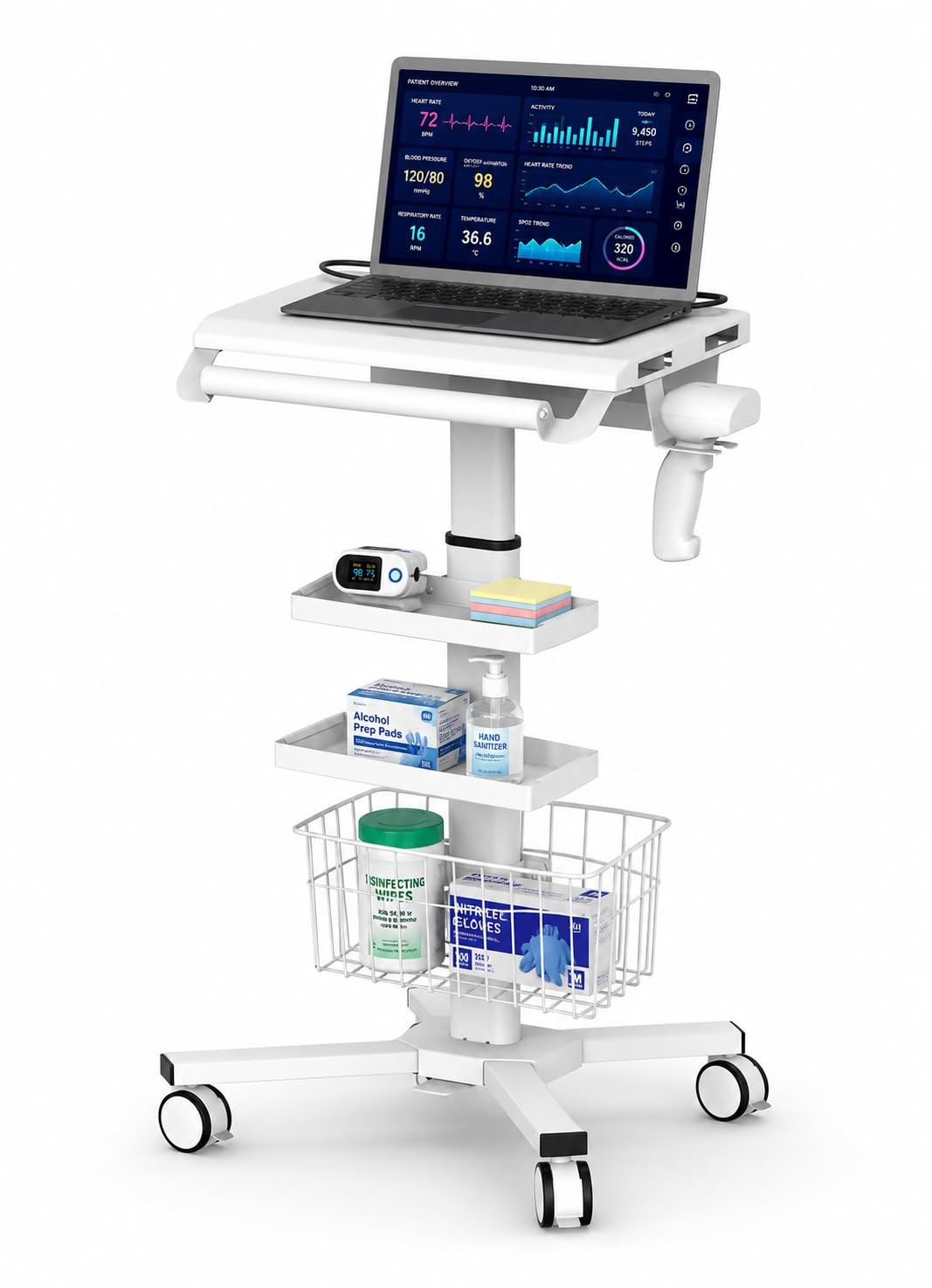 MB-C07 Height Adjustable, Anti-Theft, Anti-Slip Medical Laptop Workstation Tr...