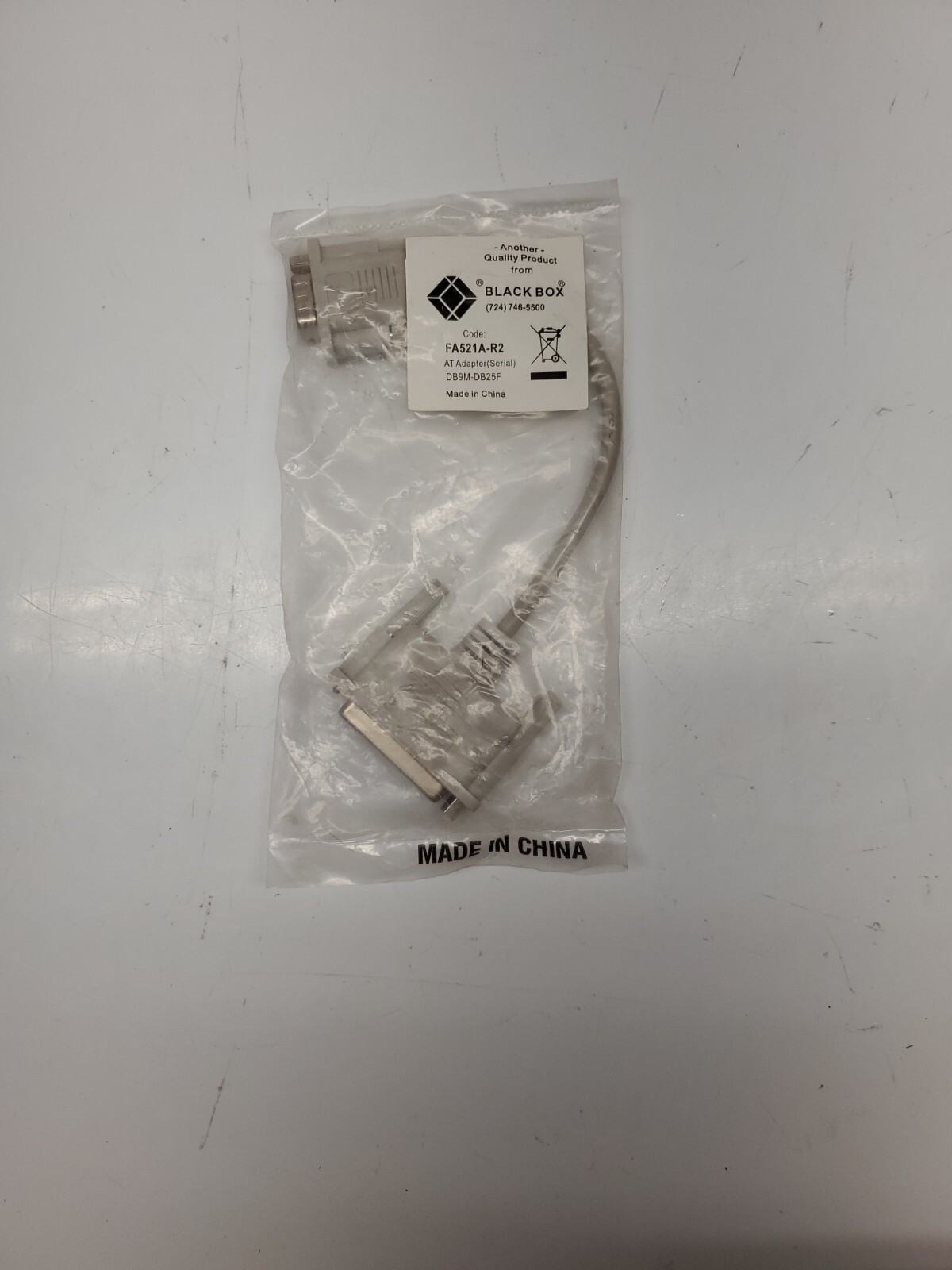 Black Box FA521A-R2 AT Adapter Serial DB9 Male DB25 Female NOS. VINTAGE. NIB
