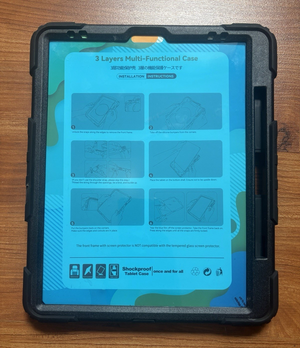 For Apple iPad Rugged Shockproof 3-Layer Black Case Cover w/ Integrated Stand