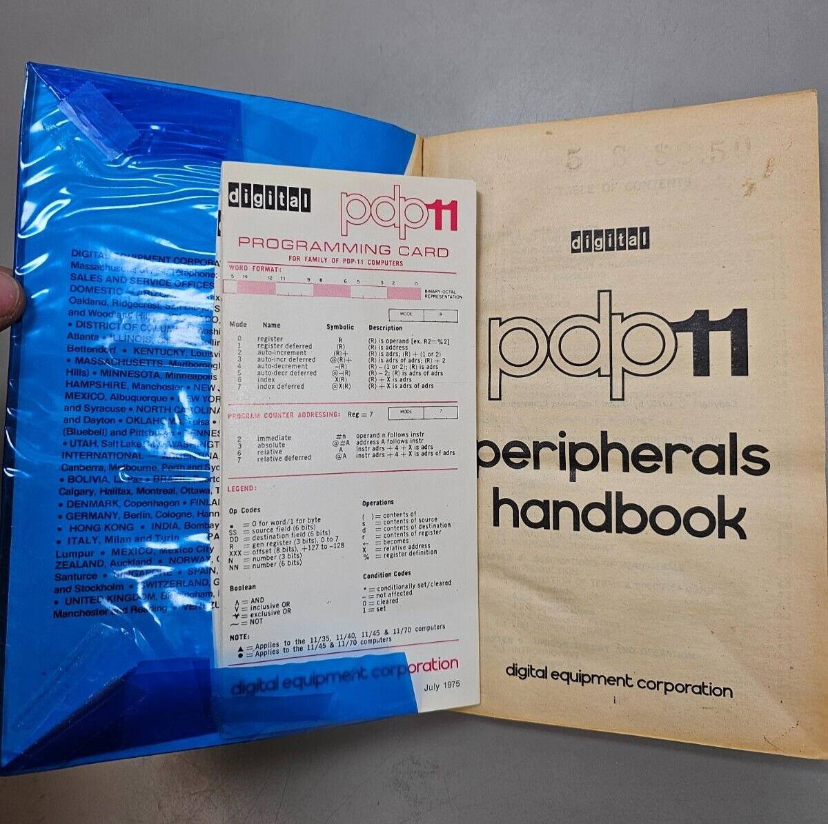 Vintage 1975 DEC Digitalpdp11 Peripherals Handbook w/ pdp11 Programming Card