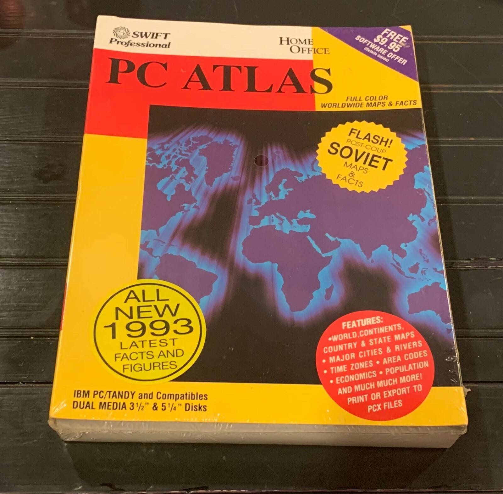 VINTAGE PC ATLAS Swift Professional -3.5"/5.25" 1991 BIG BOX VERSION -New/sealed
