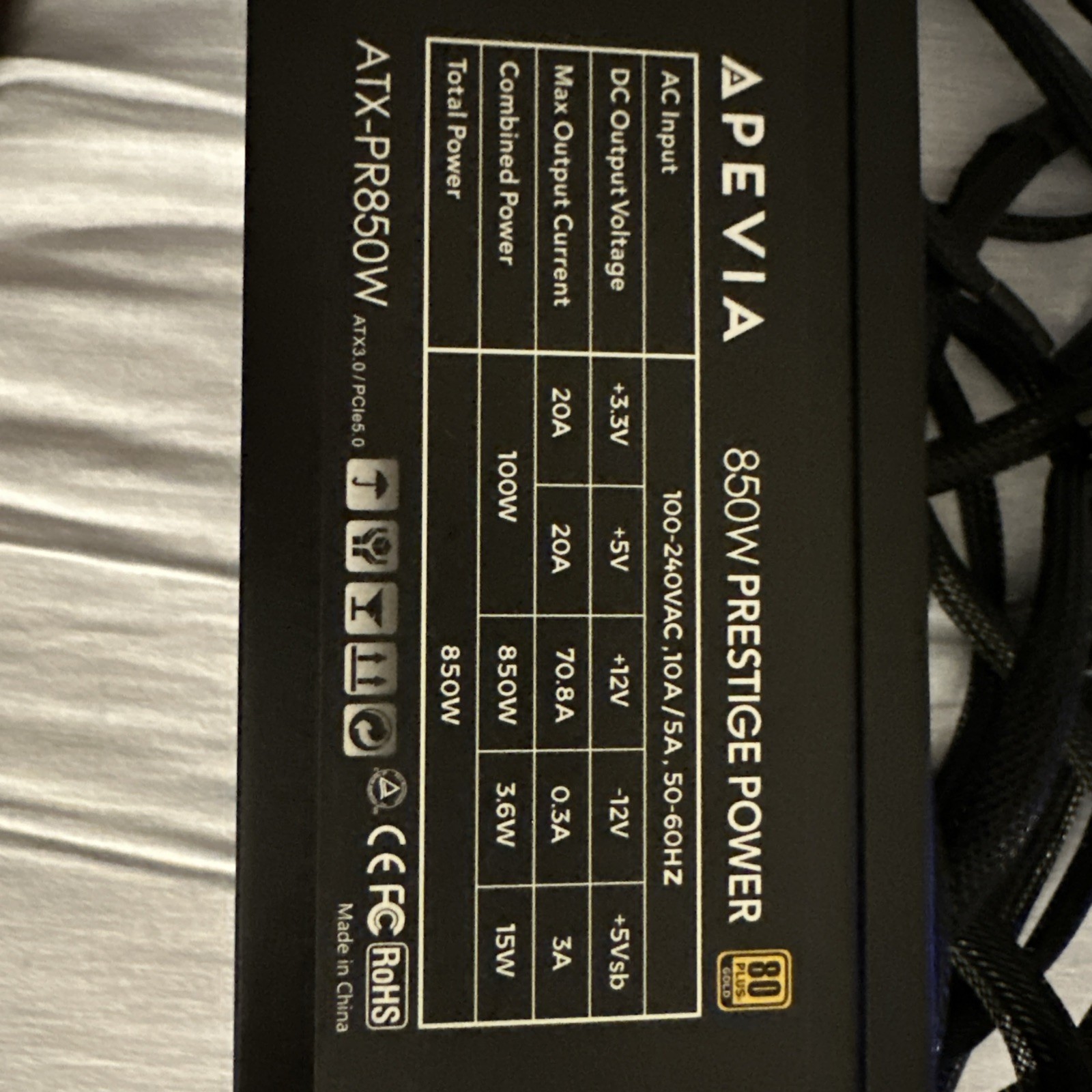 Apevia 850W Prestige Power ATX-PR850W 80 Plus Gold 850W Non Modular Power Supply