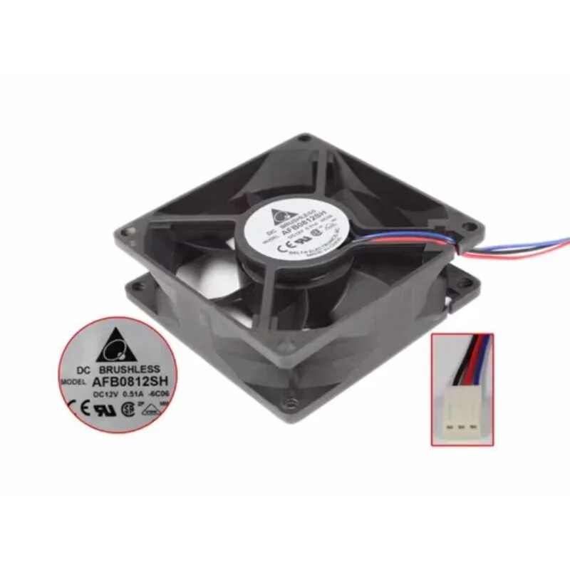 Delta Electronics AFB0812SH 6C06 DC 12V0.51A 80x80x25mm Server Cooling Fan