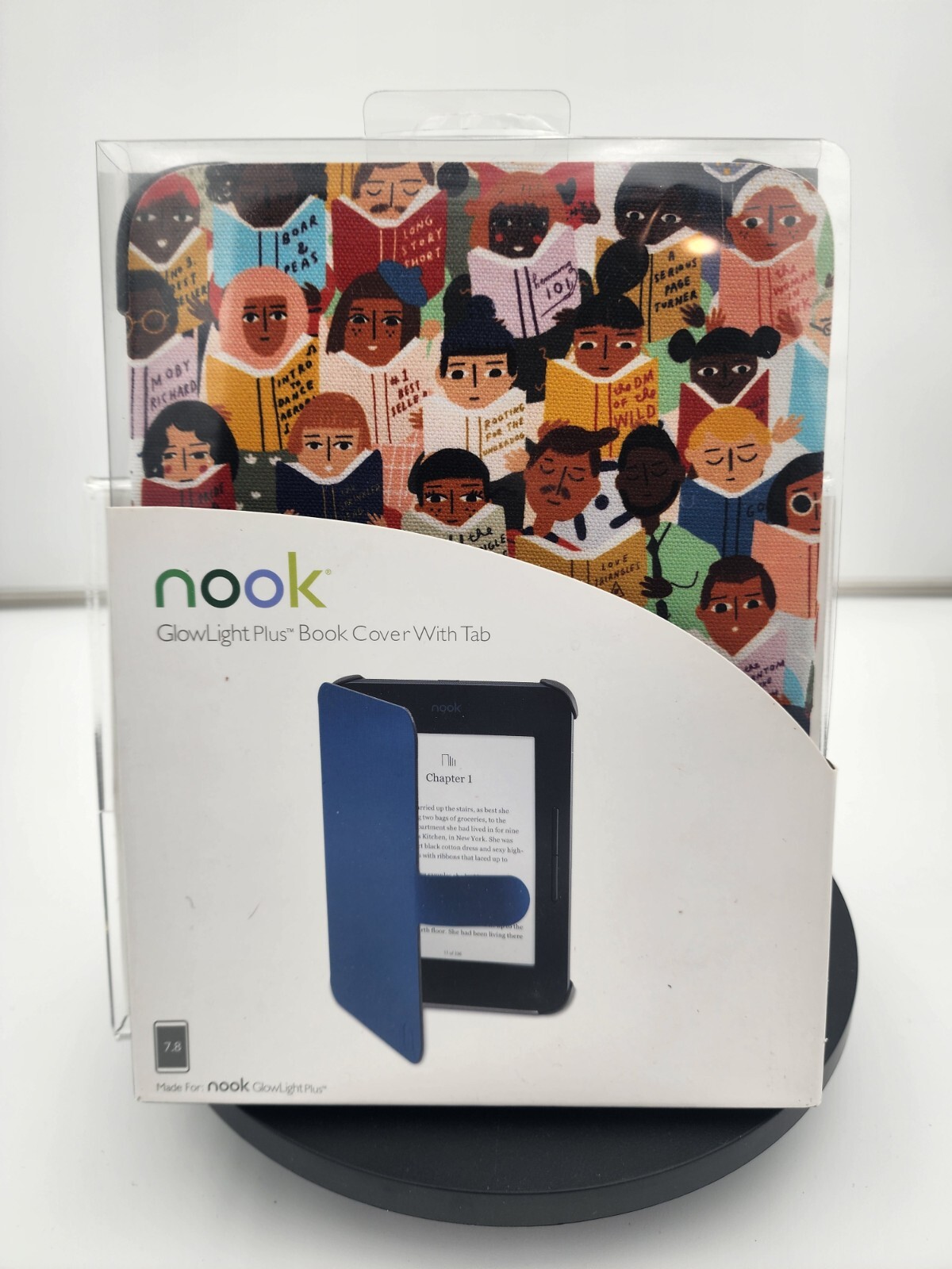 Nook Glowlight Plus Book Flip Cover with Tab 7.8” Book Club Design Magnetic Flap