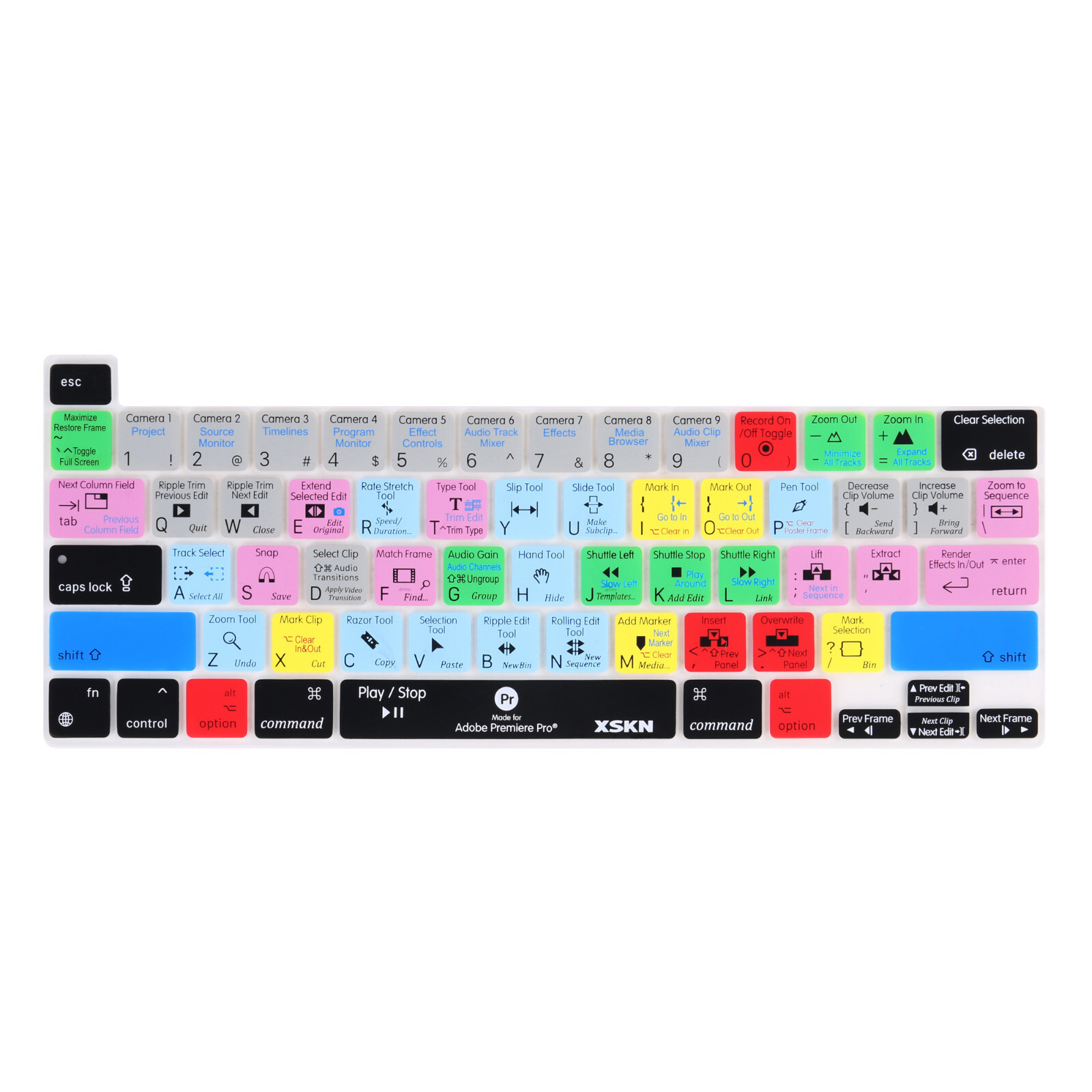 XSKN Premiere Pro Shortcuts Keyboard Cover for Touch Bar Macbook Pro 13.3"/16"