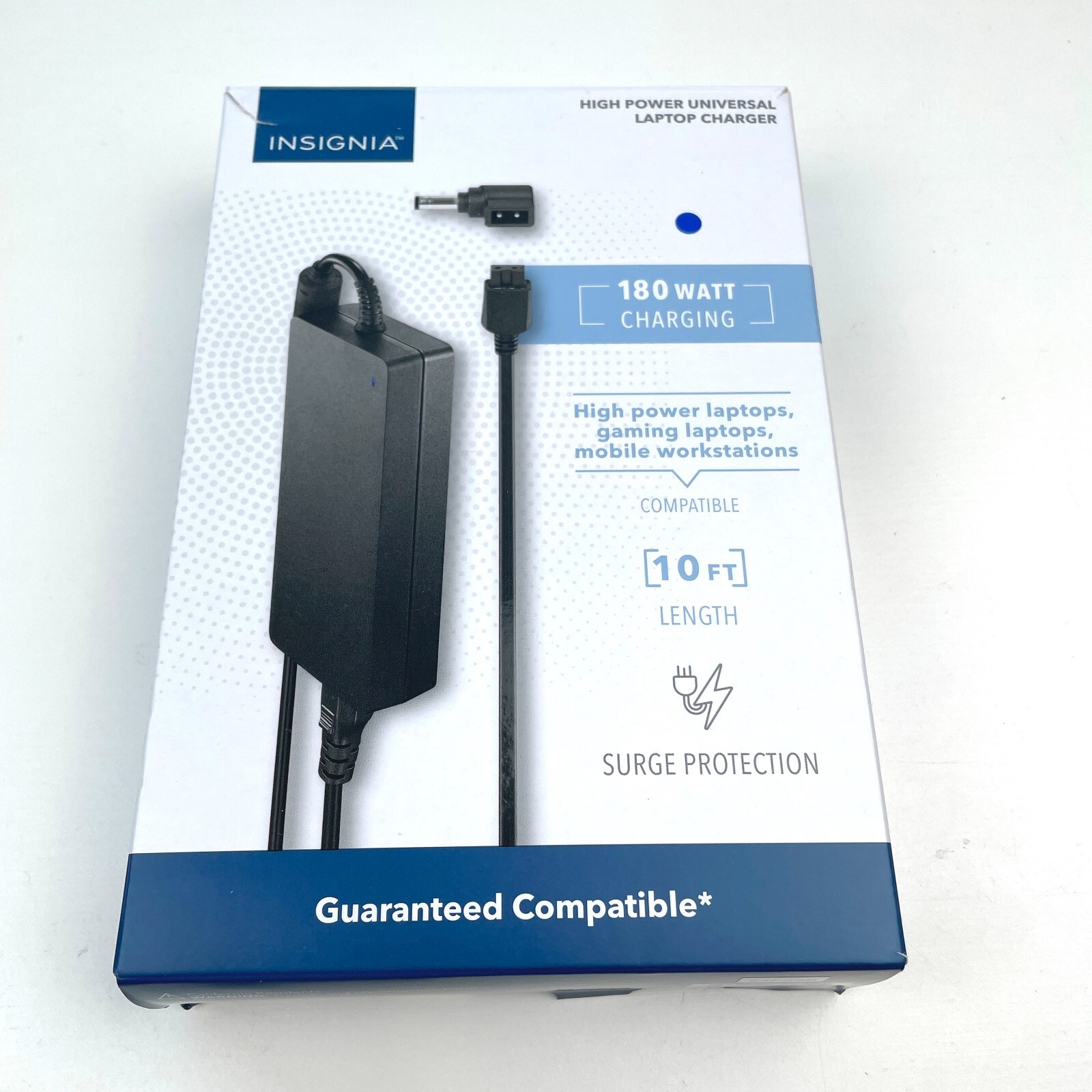 Insignia 180W High Power Universal Laptop Charger Length 10ft 6 tips