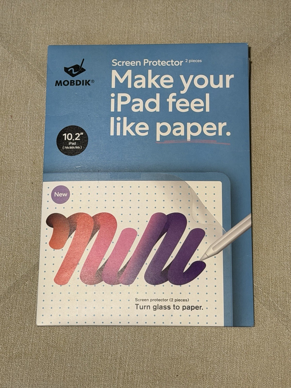 MOBDIK Paperfeel Screen Protector 2-Pack Compatible iPad 10.2” 7,8,9th Gen