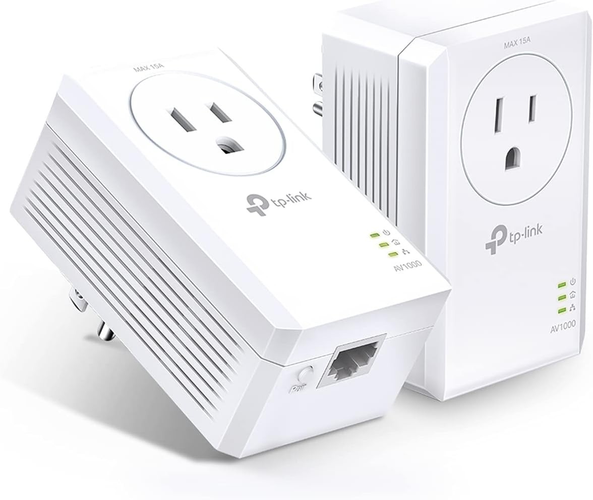 TP-Link AV1000 Powerline Ethernet Adapter Kit TL-PA7017P Gigabit Passthrough