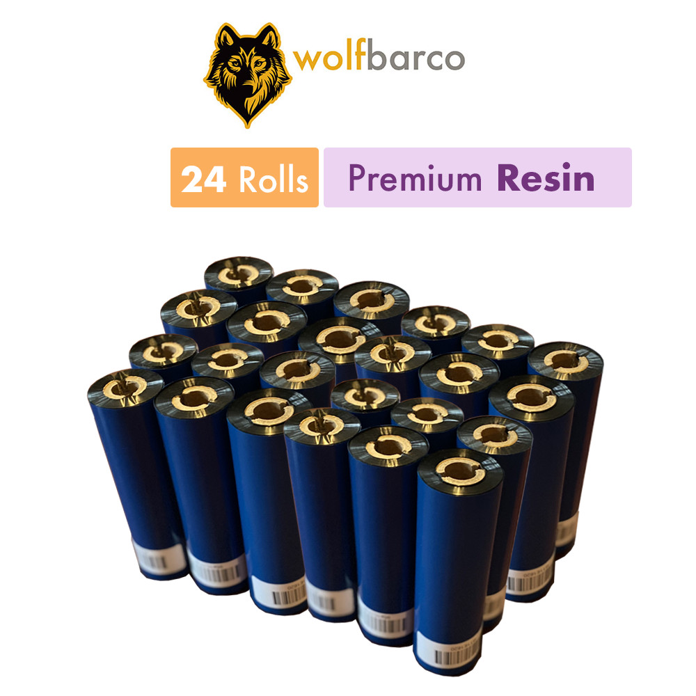 24 Rolls Full Resin 4.33" x 243' Thermal Transfer Ribbon 110mmx74m Zebra 2844